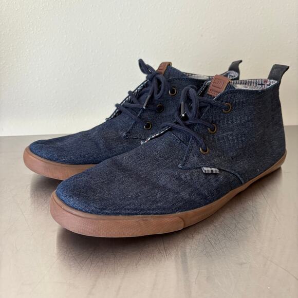 BEN SHERMAN Men\'s 12 Bristol Chukka Denim Blue Canvas Sneakers Causal Indie